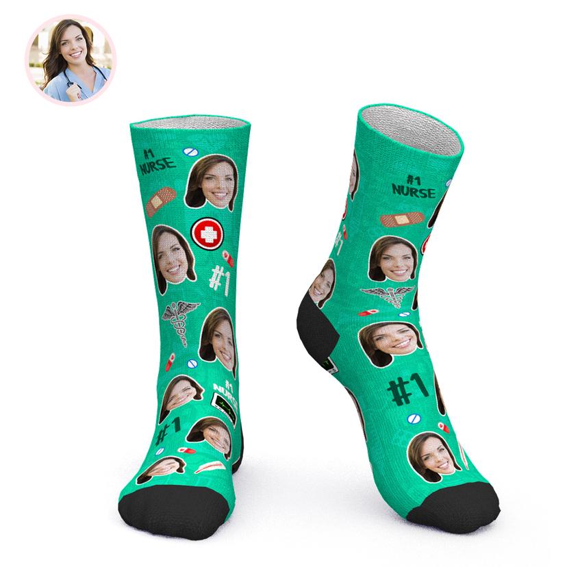 Custom Face Socks Personalized Novelty Nurse Socks Mademine Custom Drop Shipping 6481