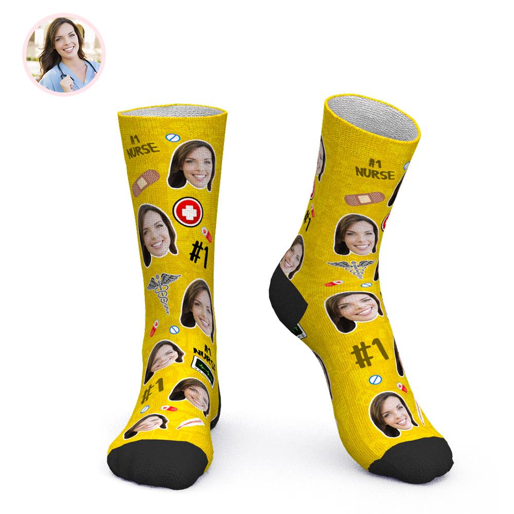 Custom Face Socks Personalized Novelty Nurse Socks Mademine Custom Drop Shipping 6422