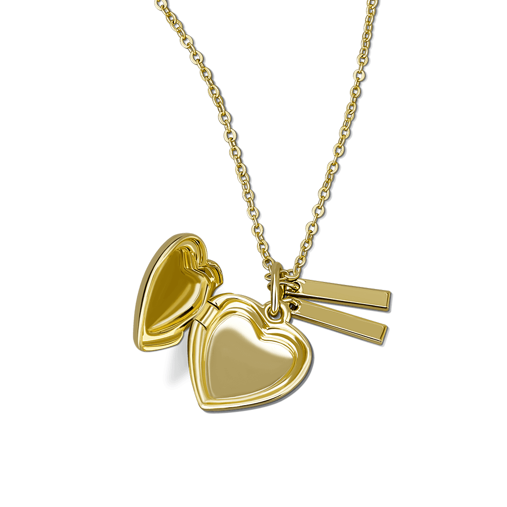 Custom Heart Locket Necklace With Two Bars Dropship Mademine Mademine Custom Drop Shipping 